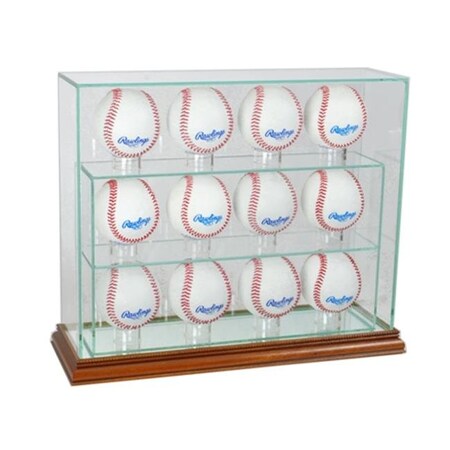 Perfect Cases Perfect Cases 12UPBSB-W 12 Baseball Upright Display Case; Walnut 12UPBSB-W